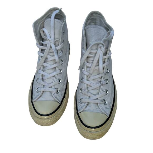 Converse Chuck 70 All Star White Leather Hi-Tops Mens Size 5 Womens Size 7 - Picture 4 of 9